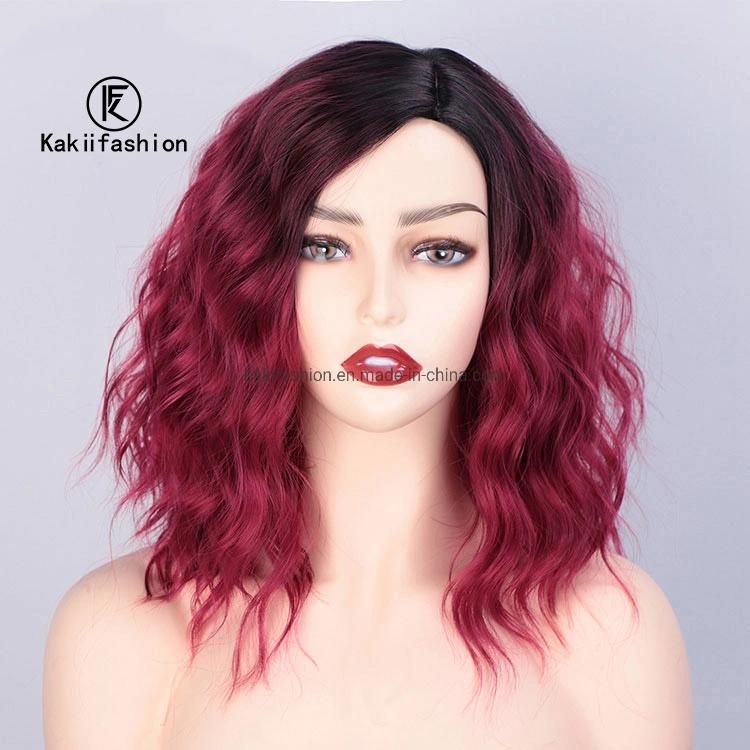Kakiifashion Hair New Design Vendor Wholesale Water Wave Ombre Red Body Wave Bob Synthetic Hair Wigs