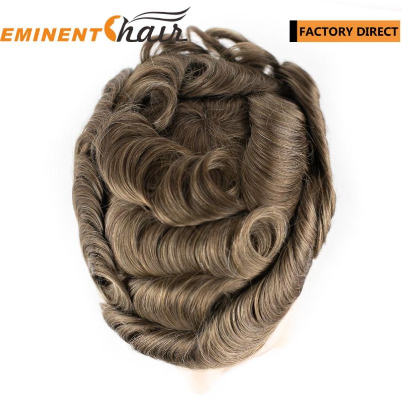 Custom Made Lace Human Hair Men′s Hair Replacement System