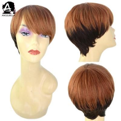Angelbella Ombre Wigs Free Shipping $33 Straight Virgin Human Hair Wig with Bang Short Wigs for African American Wome