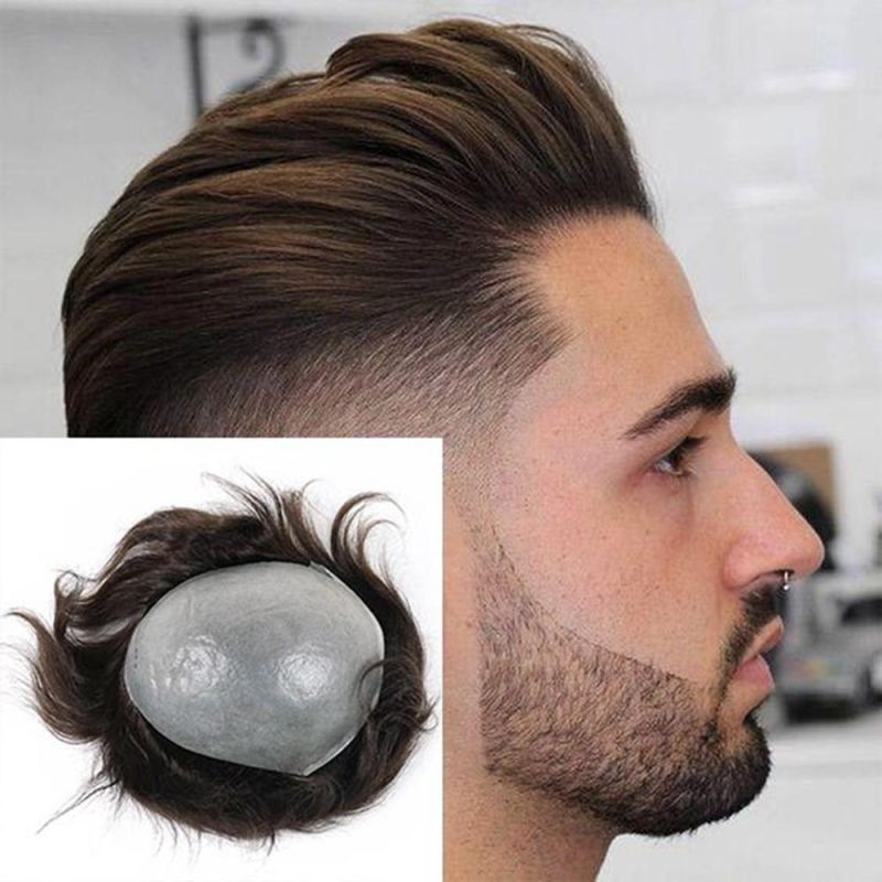 Kbeth Human Hair Toupees Man Eseewigs Short Straight 1b Brazilian Remy Hair Mixed 20% Grey Real 10X8 Whole Skin PU Around Custom Men′ S Wig