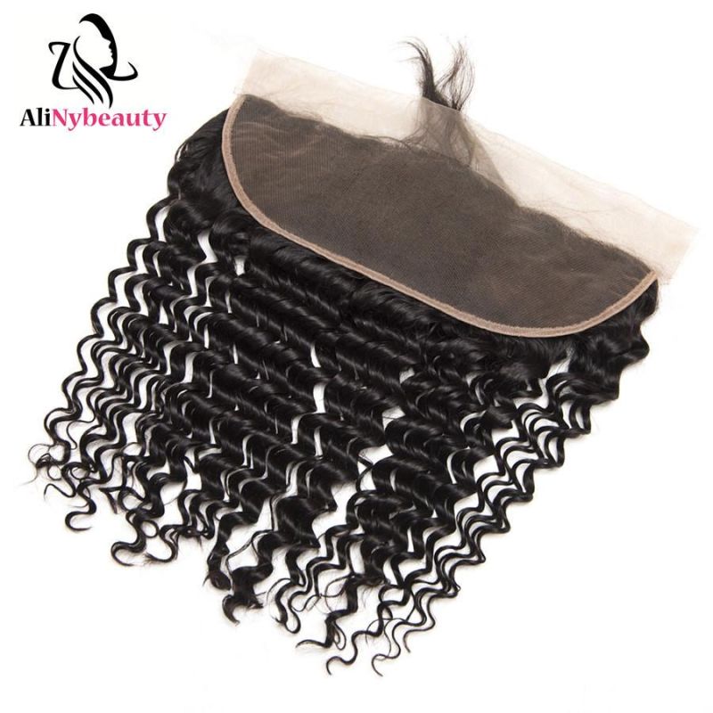 Alinybeauty Unprocessed Wholesale Deep Wave Peruvian Human Hair Lace Frontal Closure