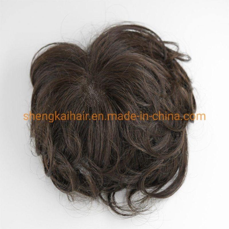 Wholesale Premium Handtied Human Hair Synthetic Mix Hair Toppers Pieces