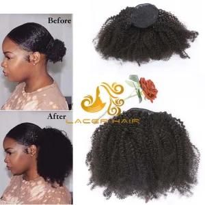 #1b off Black Afro Curly 4b4a 8&quot;-26&quot; Remy Human Hair Ponytail Extensions in Stock