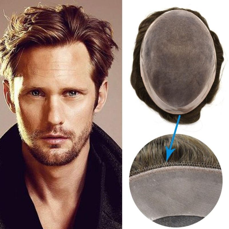 Kbeth Top Quality Men Wigs Hair Pieces Indian Remy Human Hair Fine Mono Brown Curly HD Lace Toupee Cheap Price Men Wig No Chemical Ready to Ship