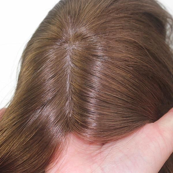 Human Hair Mono Base with PU Perimeter Silk Base Toupee for Women