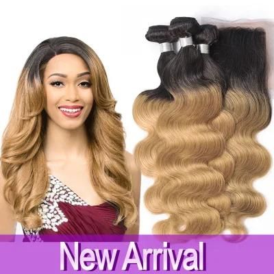 8A Ombre Peruvian Virgin Hair Body Wave with Closure Lace Closure Honey Blonde Hair