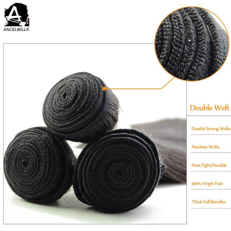 Angelbella Natural Black Hair Weaving Raw Indian Human Hair Weft