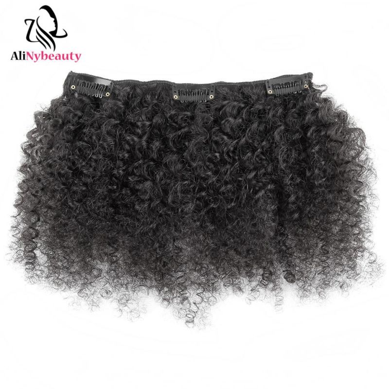 Alinybeauty Brazilian Afro Kinky Curly Clip in Hair Extensions 7 Pieces/Set