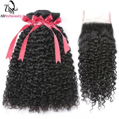 Wholesale Jerry Curly Brazilian Hair 3 Bundles with Lace Closure