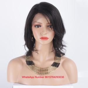 Natural Color# Short Layout Lace Human Hair Wavy Bob Wig