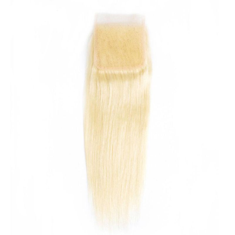 Wholesale Brazilian Straight Human Hair Bundles with Closure 613 Blonde Bundles with Closure Remy Human Hair Weave Extenstions 10-26 Inch Bundle