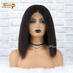 Single Donor Virgin Hair Kinky Straight Bob Style Lace Front Wigs in Stock Wholesale