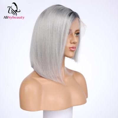 100% Human Hair 1b Orange Short Bob Lace Front Wig
