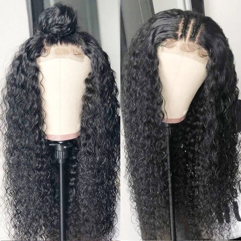 Wholesale Jerry Curly 4X4 Lace Closure Human Hair Wigs 150% Density, Unprocessed Brazilian Virgin Hair Free Part Wig Pre Plucked with Baby Hair