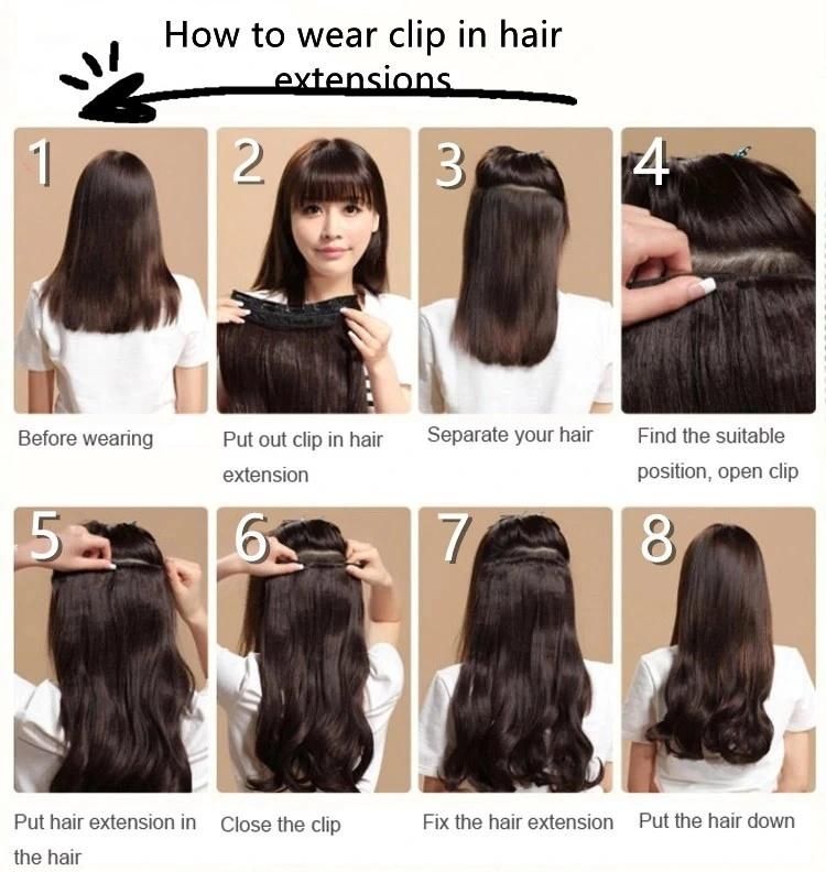 Top Grade European Double Drawn Human Hair Clips Hair Extenion