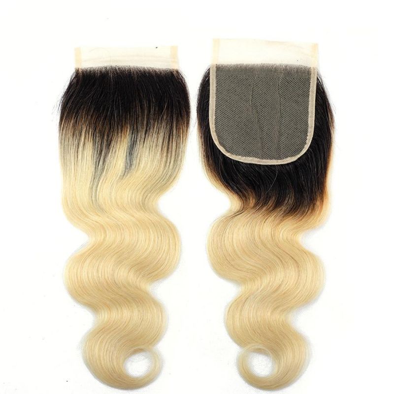 Ombre T1b/613 Human Hair Bundles with Closure Brazilian Body Wave