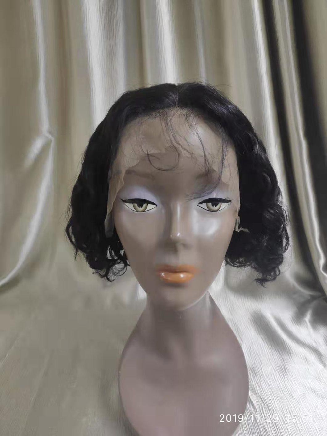 Short Hair Water Wave Raw Brazilian Human Hair Lace Wig