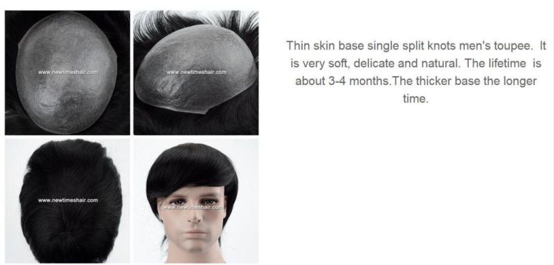Full Skin Base Super Thin High Quality Men′s Wigs