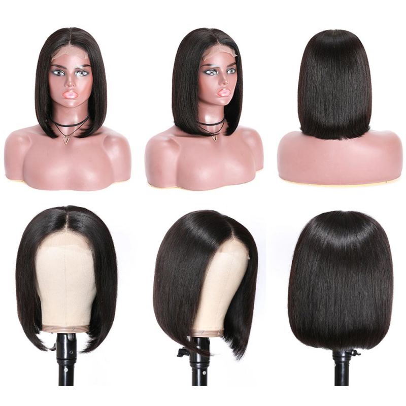 Wholesale Short Straight Bob Hair Wigs 4X4 Lace Front Bob Hair Wigs 150 Density Brazilianvirgin Human Hair Wigs 14inch