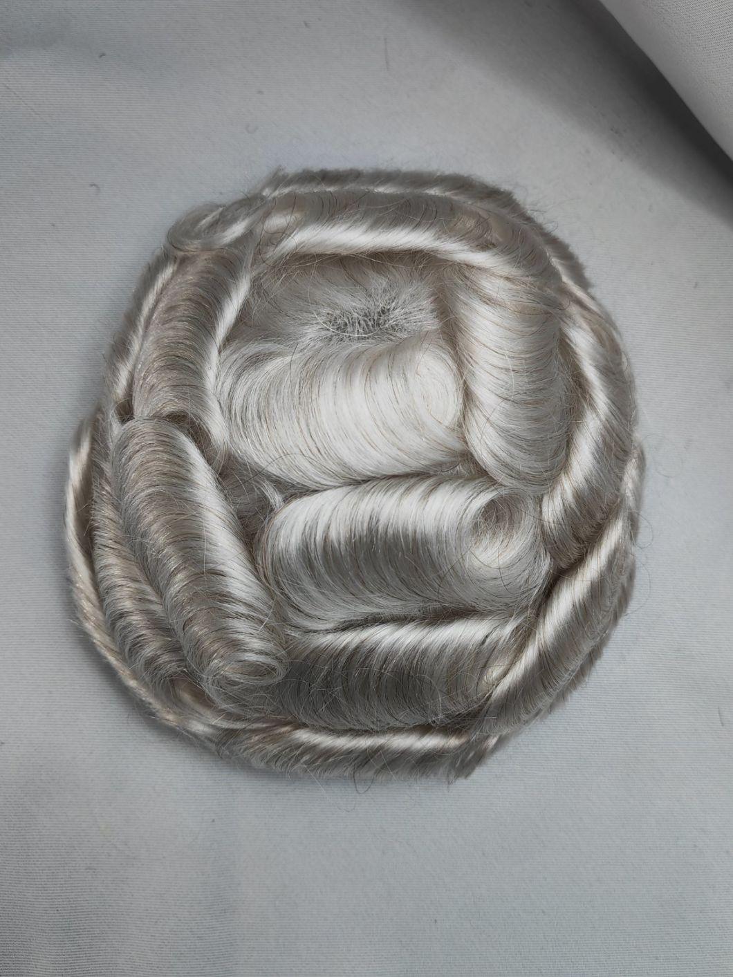 2022 Hand Knotted Clear PU Base Hairpiece Made of Remy Human Hair