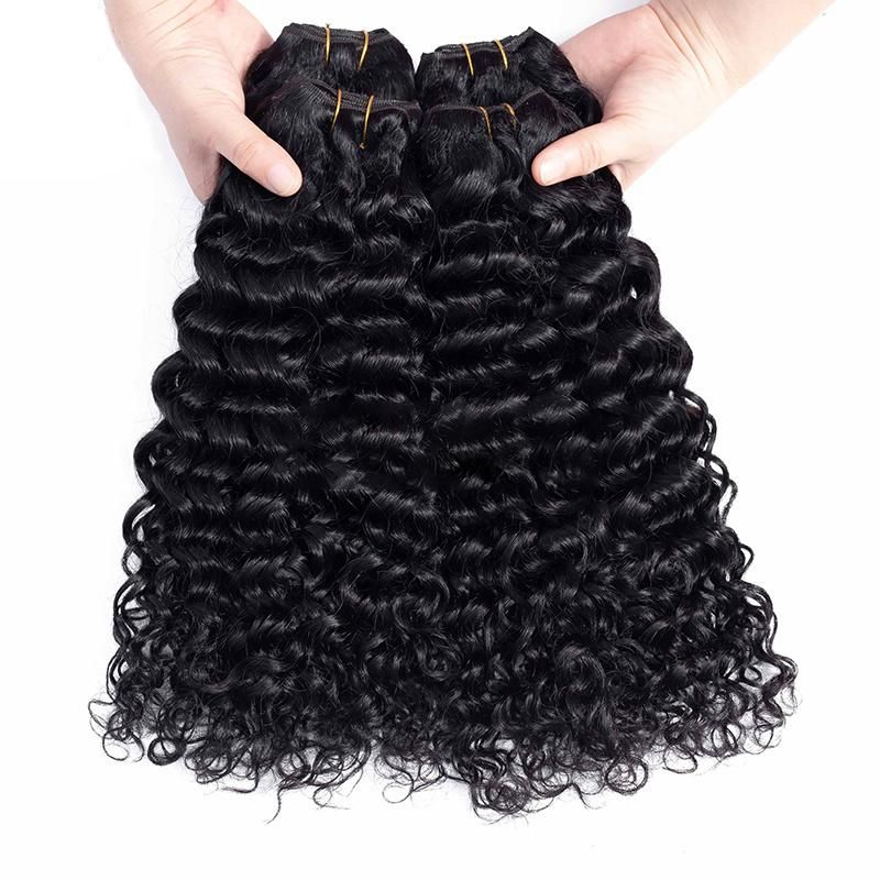 Double Drawn Virgin Remy Hair Extension Deep Wave Weave Brazilian Hair Bundles