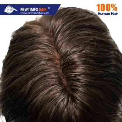 Monofilament with Clear PU Around Natural Human Hair Piece
