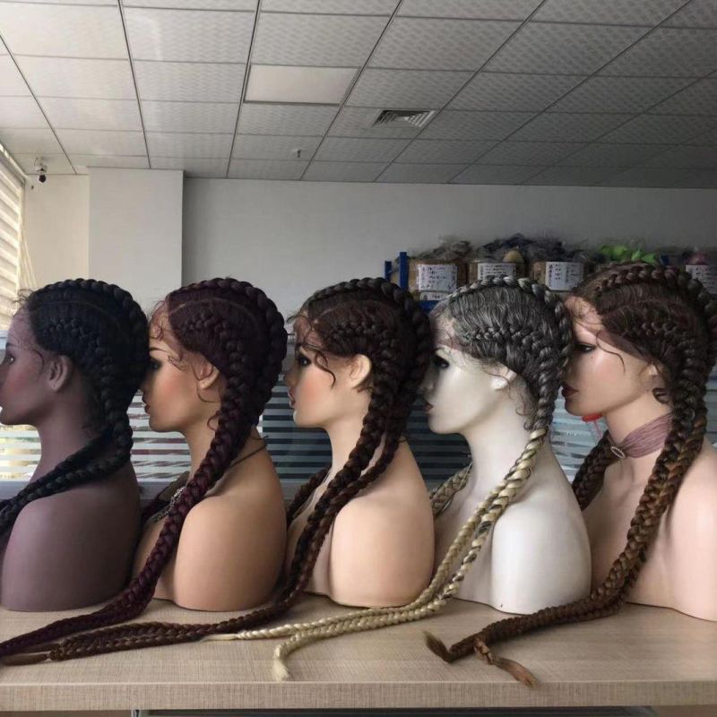 Wholesale Handmade Braiding Wig, Braided Synthetic Lace Front Wigs with Baby Hair, Braid Wigs for Women