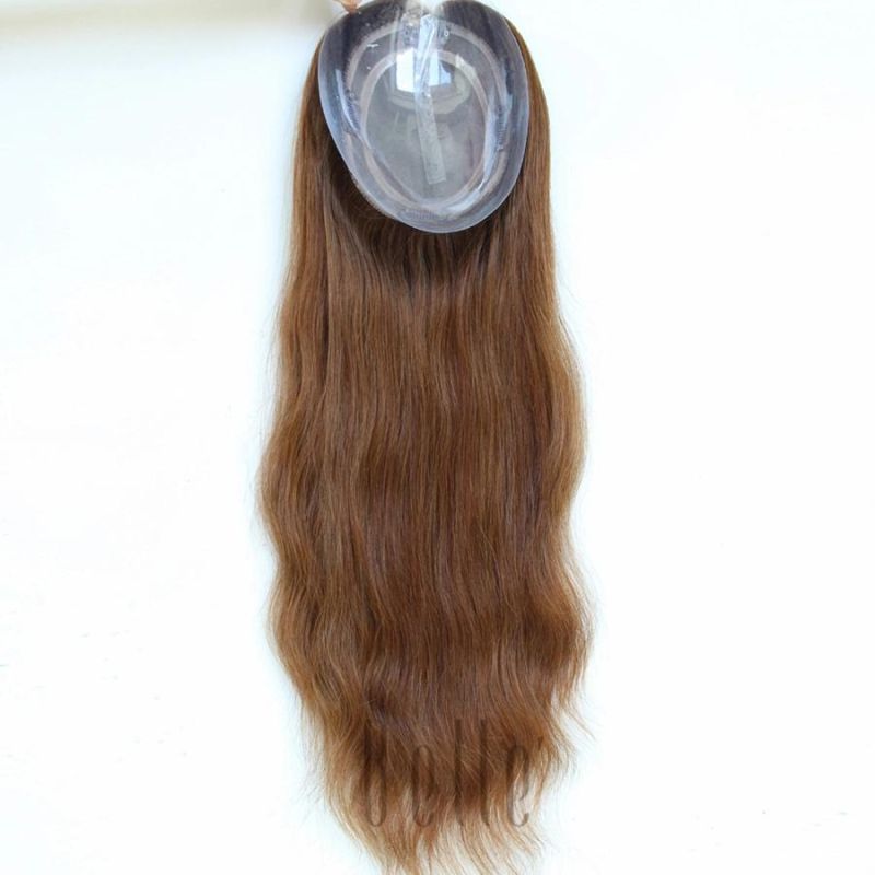 100% Human Hair Natural Looking Mono Topper Hair Pieces for Hair Loss People