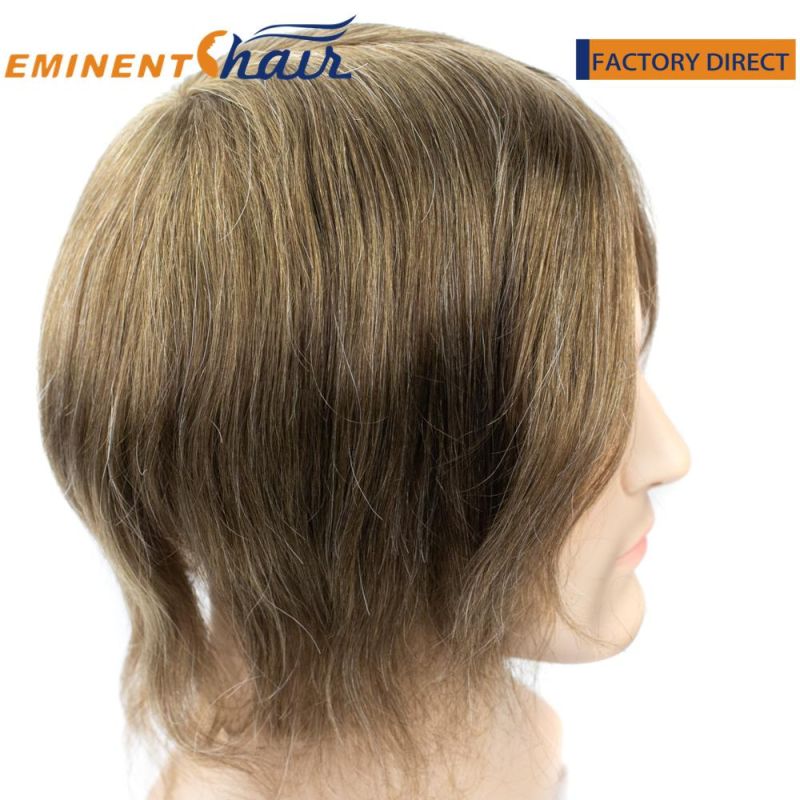 Custom Light Brown Super Fine Mono Base Male Toupee with Middle Part
