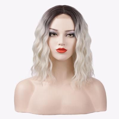 15inch Ombre Blond Short Lace Front Wig Heat Resistant Synthetic Fiber Wholesale