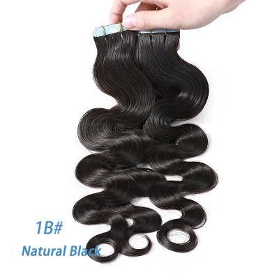 12&quot;-24&quot; 2.5g/PC Remy Human Hair Body Wave Tape in Hair Extensions Adhesive Seamless Hair Weft Blonde Hair 20PC (1B#)
