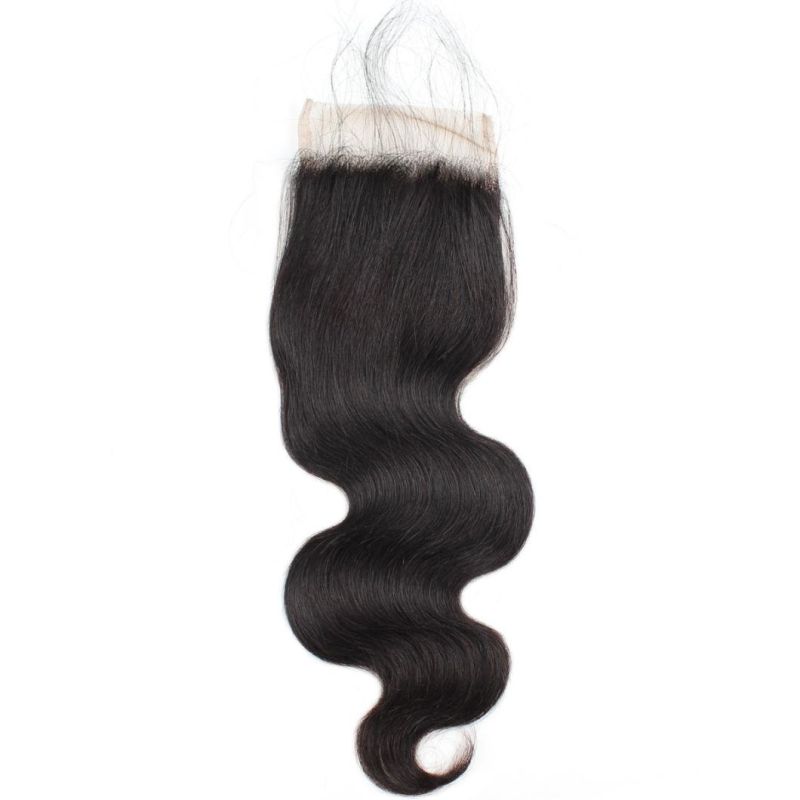 7A Virgin 4*4 Non-Remy Lace Frontal Closure Body Wave Hair Weave #Black