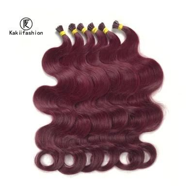 Wholesale Raw Russian Human Hair Body Wave Stick I Tip Hair Extension