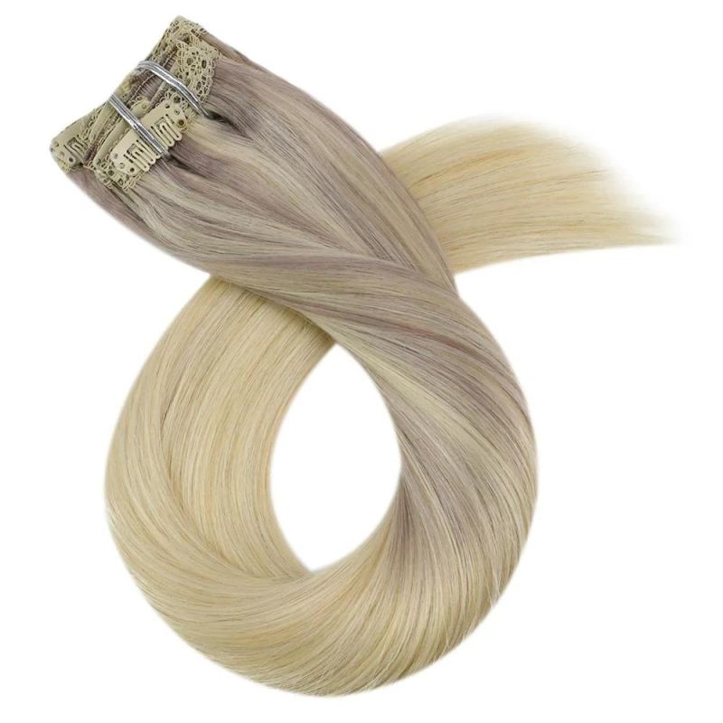 Clip in Hair Extensions 10-24 Inch Machine Remy Human Hair Brazilian Doule Weft Full Head Set Straight 7PCS 100g (10Inch Color 18-22-60)
