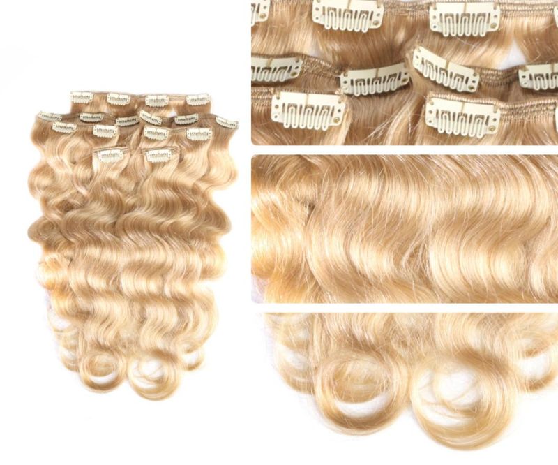 Body Wave Clip in Brazilian Human Hair Extensions Clip in Head Brazilian Machine Made Remy Hair #27