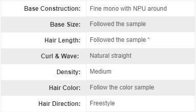 Fine Mono Base Natural Hair Toupee with Clips for Women