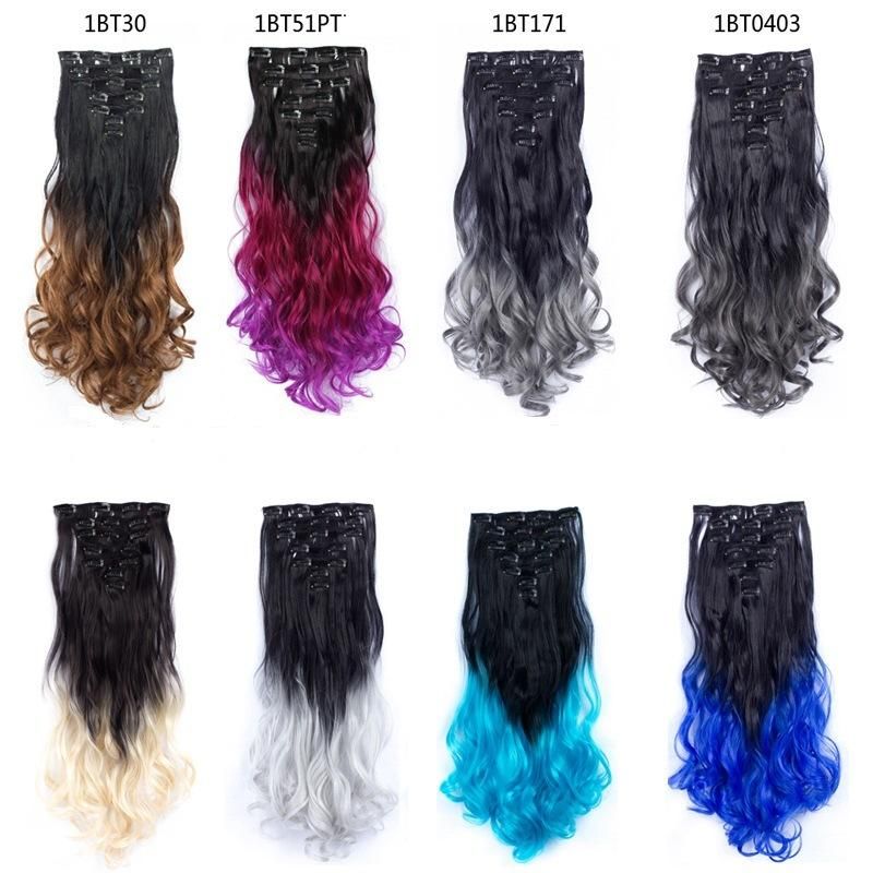 Clip in Hair Extension 22"Inch 140g Synthetic Curly Body Wavy Hair Hairpiece 6PC/Set for a Full Head