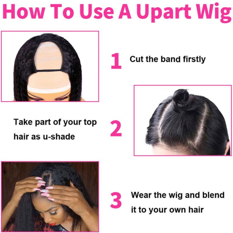 U Part Wigs Human Hair Brazilian Natural Hair Straight Wigs for Black Women U Shape Glueless Remy Hair Wig Can Be Permed & Dyed