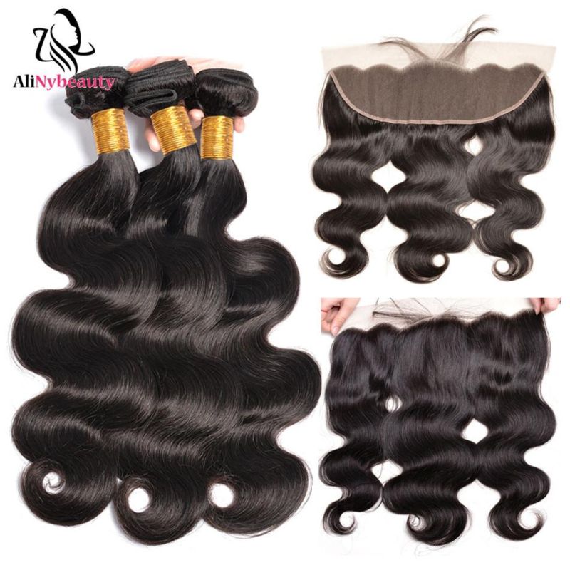 Alinybeauty Brazilian Hair Weave Bundles with Lace Frontal Hair Extension