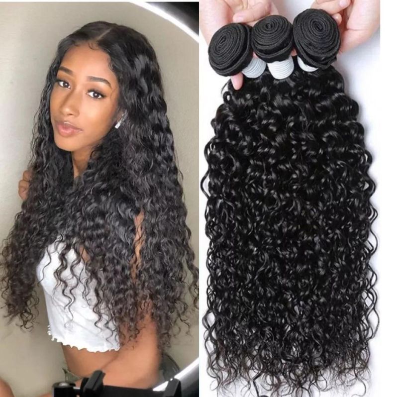 Water Wave Human Hair Bundles Curly Deep Brazilian Hair Weave Bundles Long Hair Extension Bundles Remy Extensions 30 Inches