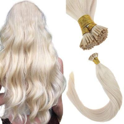 Blonde I Tip Hair Extensions Human Hair, 7A Grade Salon Quality Straight Pre Bonded Thick Human Hair Extensions, 14inch 50g/Pack