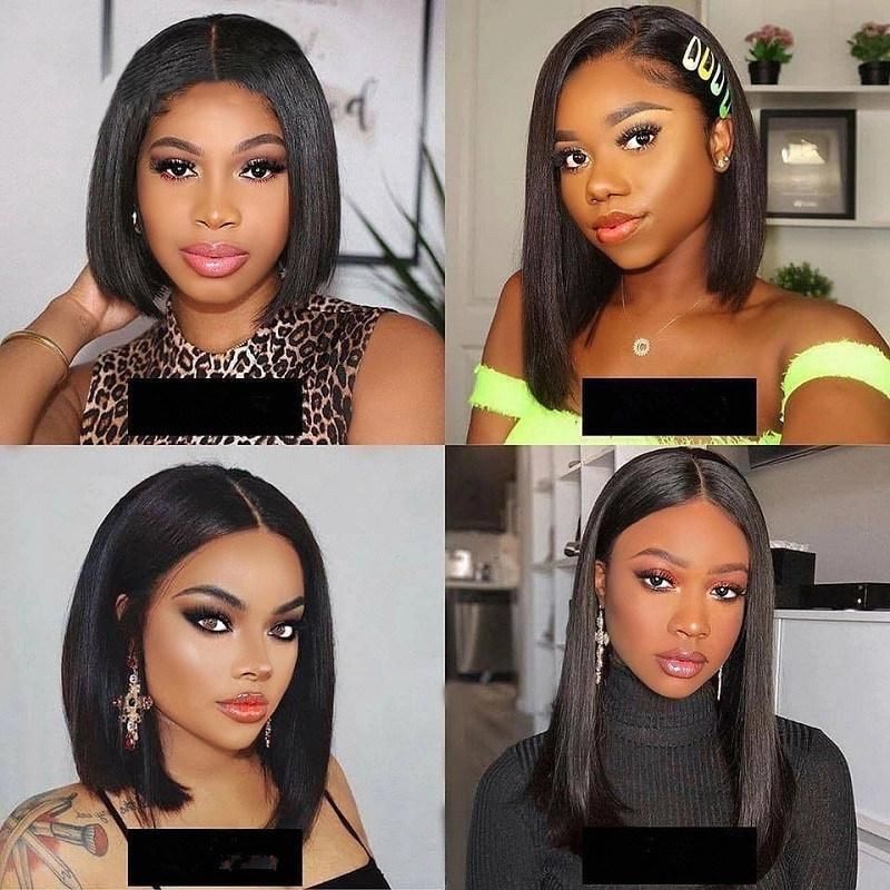 Freeshipping 12 Inches Bob Wig Synthetic Fiber Wigs High Temperature Silk Brazilian Short Bob Wig Pre-Plucked Colorful Lace Frontal Wigs Dropshipping Wholesale