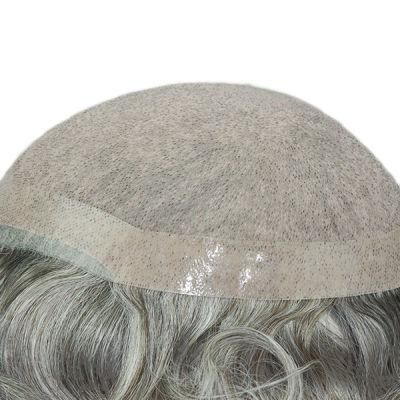 Ljc473 Indian Human Hair with Grey Hair in Synthetic Human Hair Wig