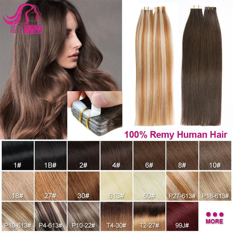Various Colors Available Double Drawn Human Hair Tape in Hair