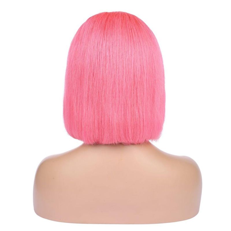 Pink Color Mink Brazilian Human Hair Lace Bob Wig