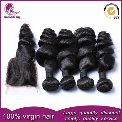 Unprocessed Peruvian Virgin Human Hair Weave with Lace Closure Wholesale