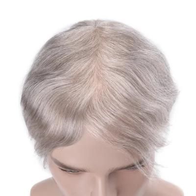 Delicate Lift Injected Super Thin Skin Base Gray Male Hair Replacement