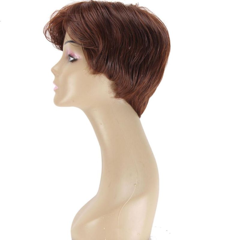 Heat Resistance Synthetic Classical Pixel Wig Short Straight Curly Natural Brown Wigs Women Wig