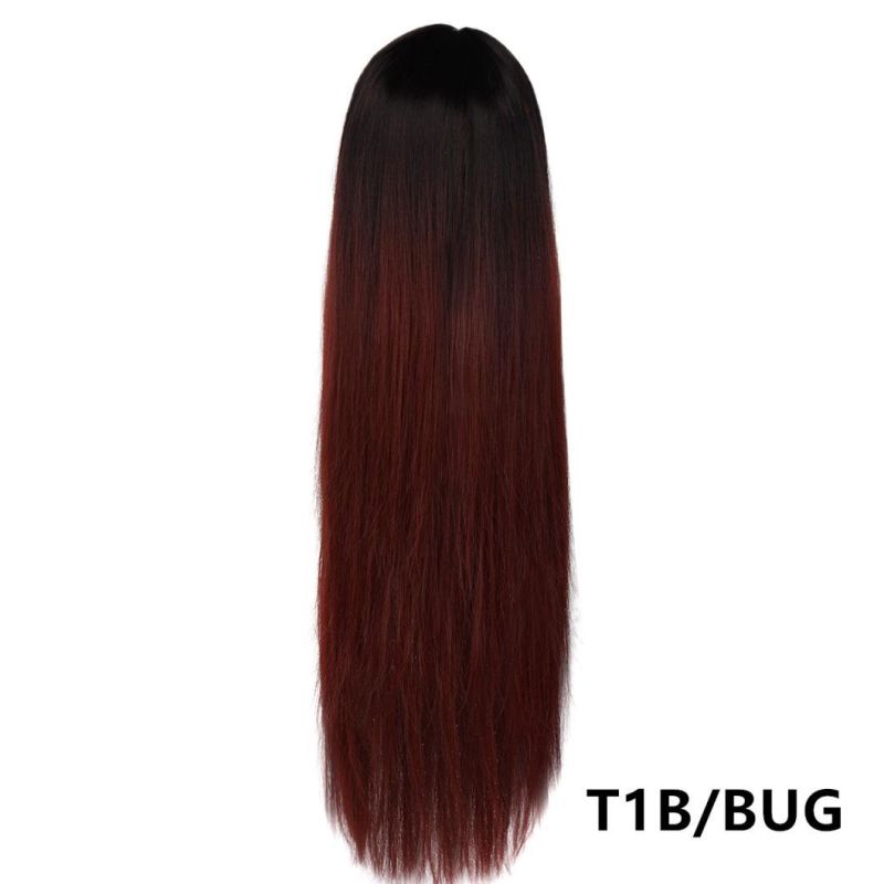 Long Straight Wig Synthetic Natural Looking Hair 28′ ′ 265g Machine Made Cosplay Party Daily Use