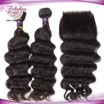 Human Hair Bundles Loose Curly Lace Closure for Women